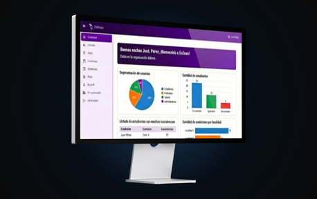 Mockup de la plataforma Enfines - Gestión educativa inteligente